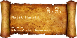 Malik Harald névjegykártya